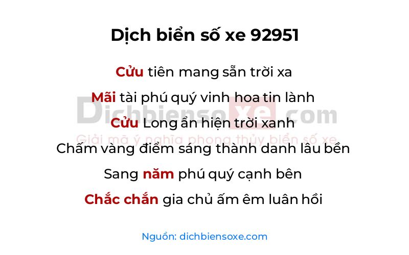 Dịch thơ biển số 92951