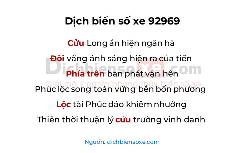 Dịch thơ biển số 92969