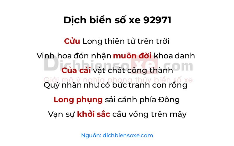 Dịch thơ biển số 92971