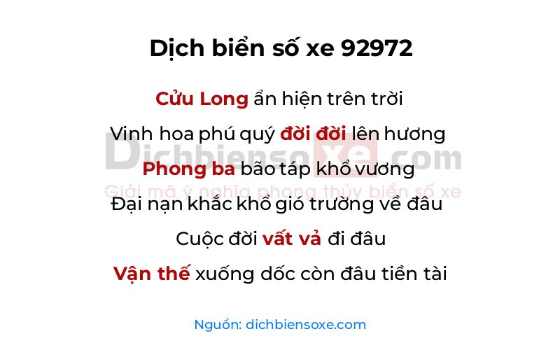 Dịch thơ biển số 92972