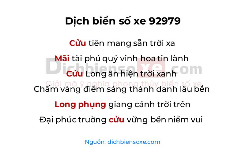 Dịch thơ biển số 92979