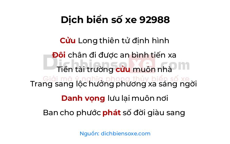 Dịch thơ biển số 92988