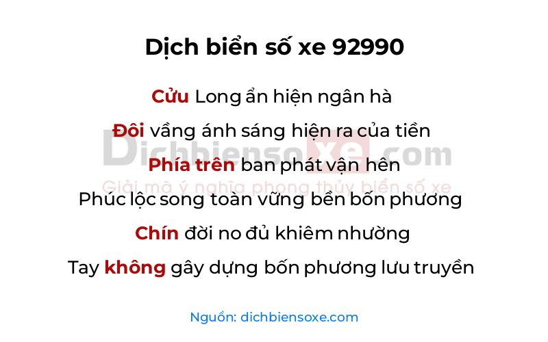 Dịch thơ biển số 92990