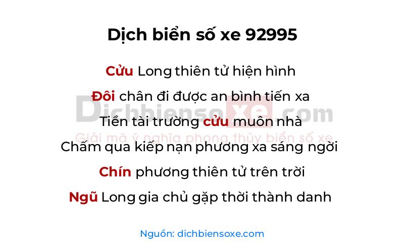 Dịch thơ biển số 92995