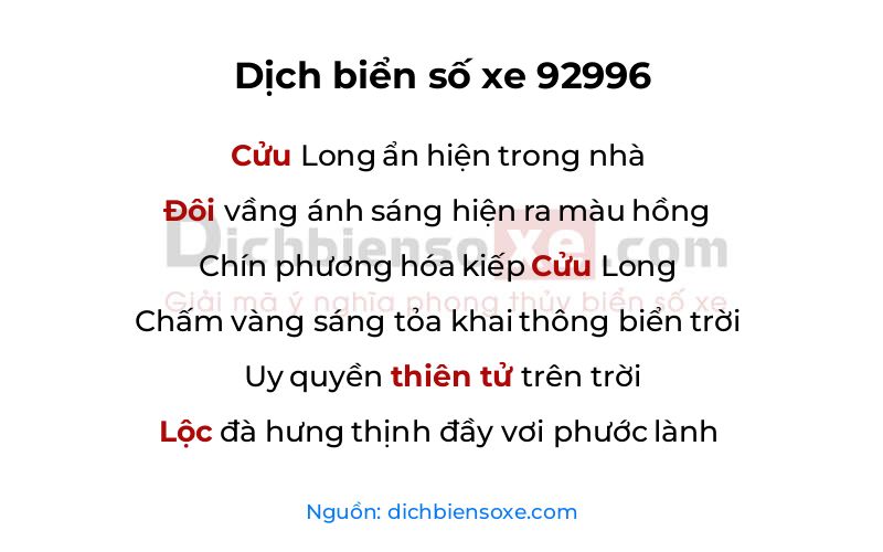 Dịch thơ biển số 92996