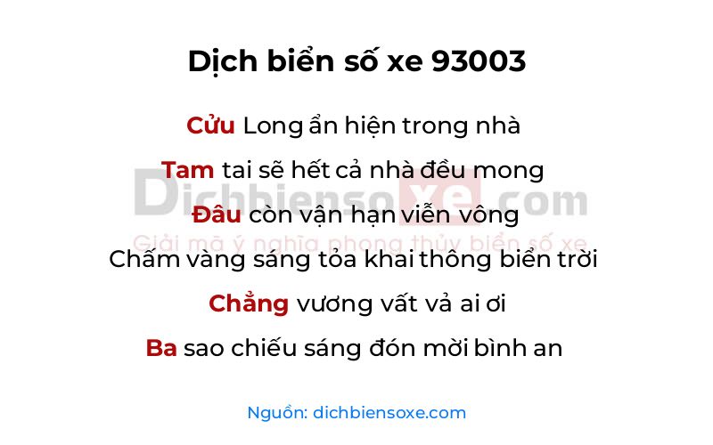 Dịch thơ biển số 93003