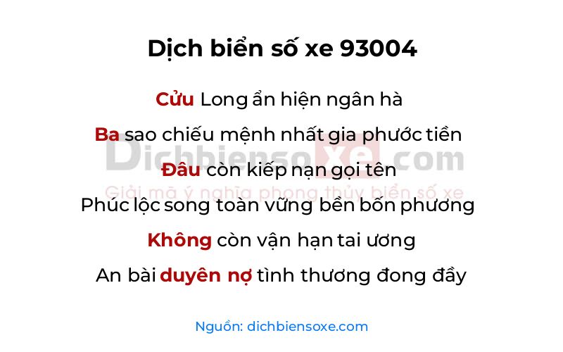 Dịch thơ biển số 93004