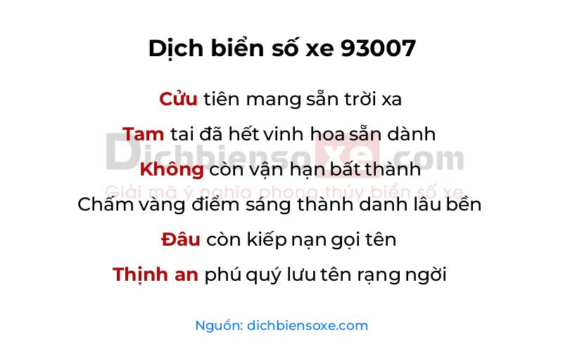 Dịch thơ biển số 93007