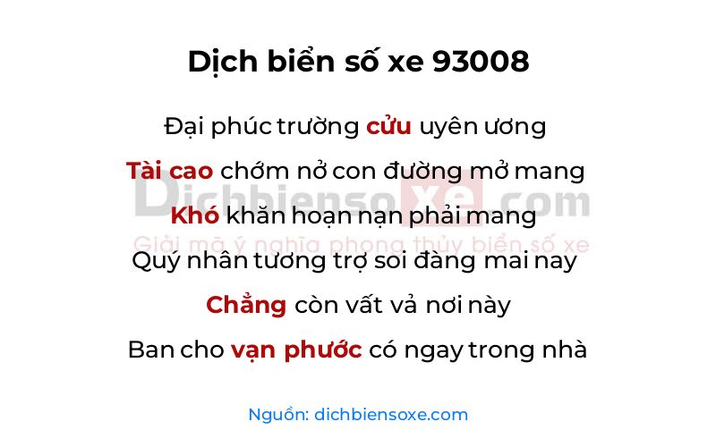 Dịch thơ biển số 93008
