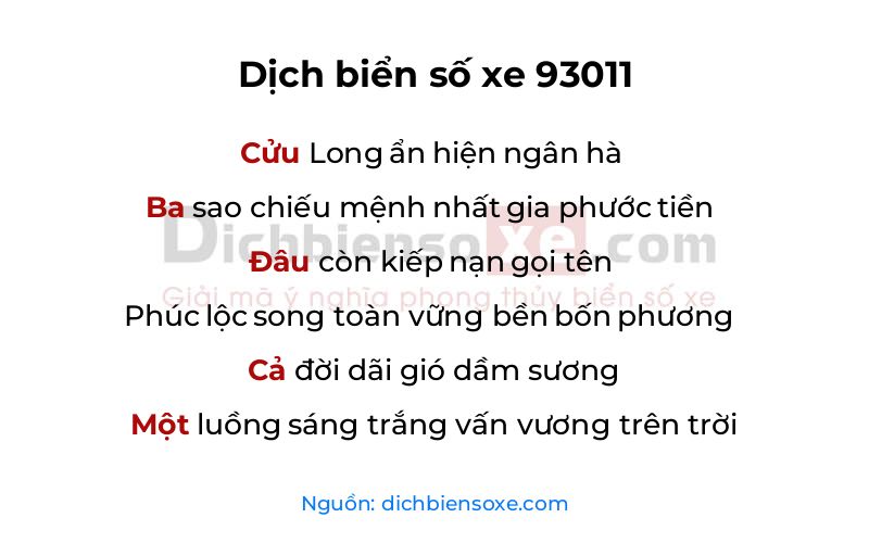 Dịch thơ biển số 93011