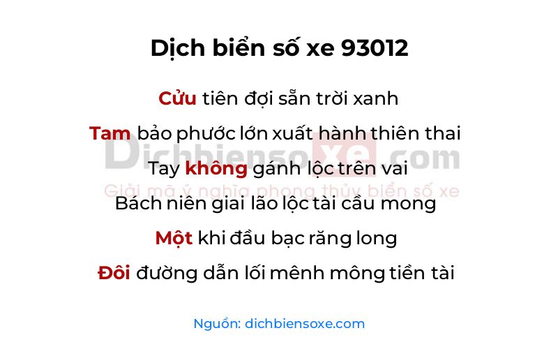 Dịch thơ biển số 93012