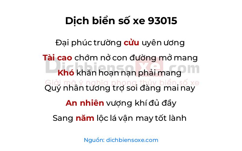 Dịch thơ biển số 93015