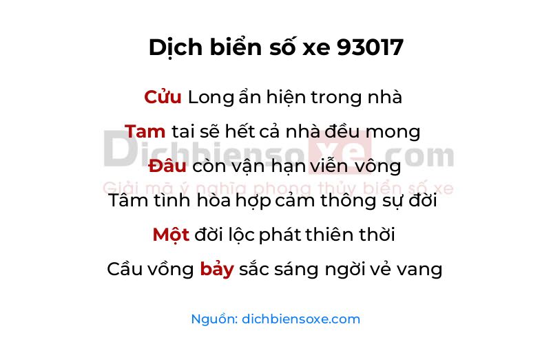 Dịch thơ biển số 93017