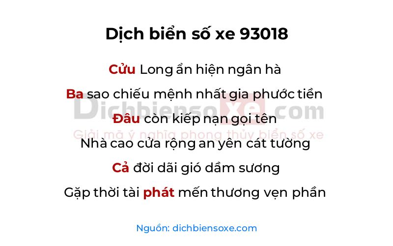 Dịch thơ biển số 93018