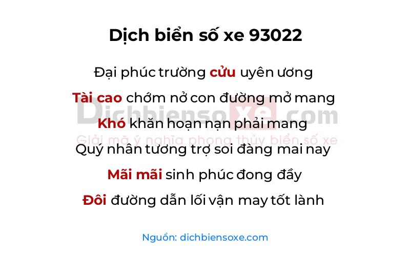 Dịch thơ biển số 93022