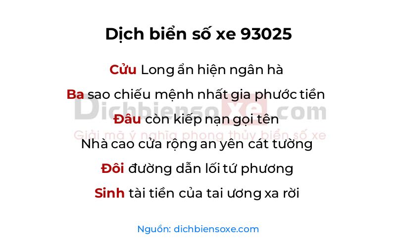 Dịch thơ biển số 93025