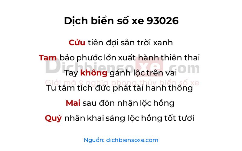 Dịch thơ biển số 93026