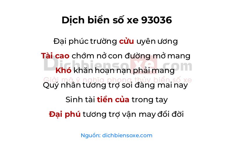 Dịch thơ biển số 93036