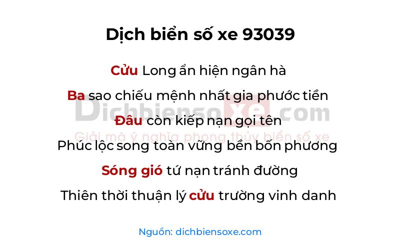 Dịch thơ biển số 93039