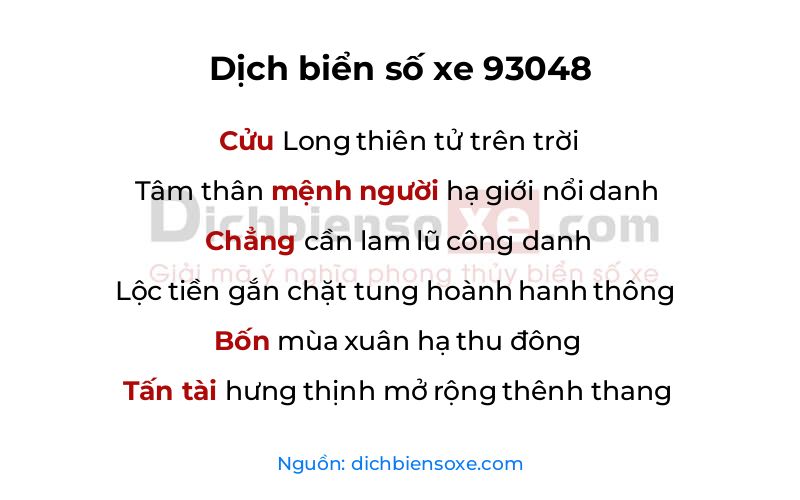 Dịch thơ biển số 93048