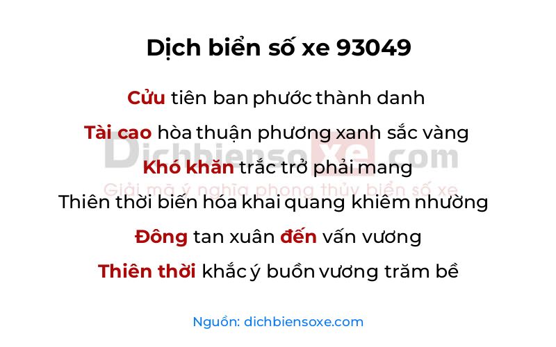 Dịch thơ biển số 93049