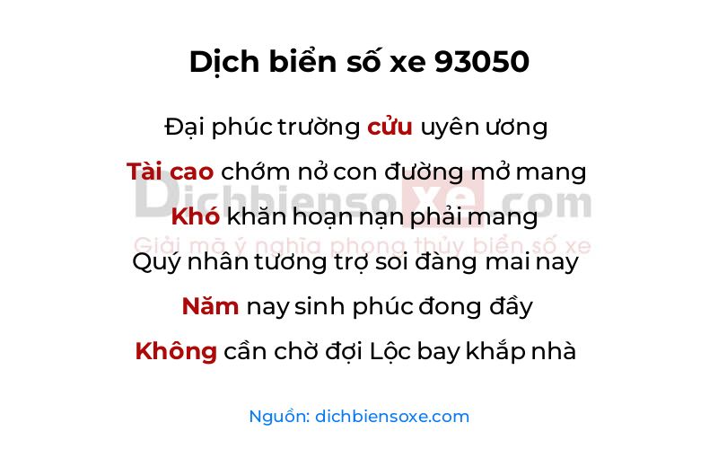Dịch thơ biển số 93050