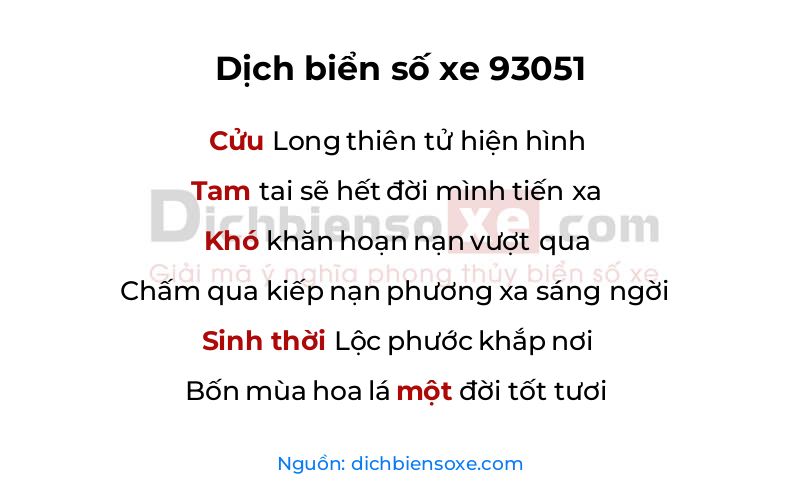 Dịch thơ biển số 93051