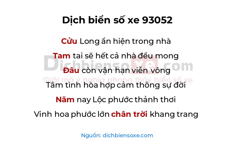 Dịch thơ biển số 93052