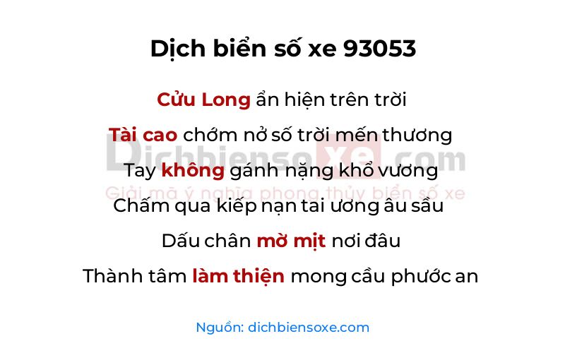 Dịch thơ biển số 93053