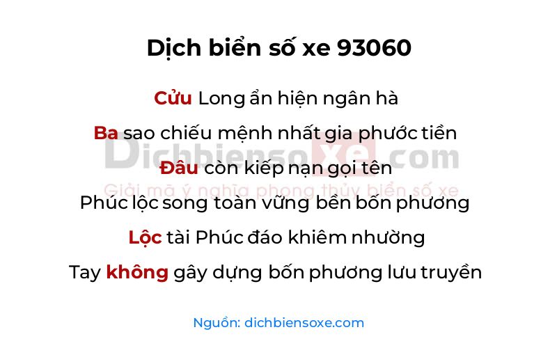 Dịch thơ biển số 93060