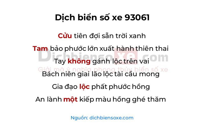 Dịch thơ biển số 93061