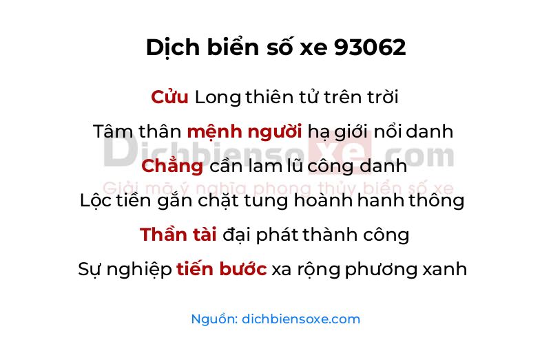 Dịch thơ biển số 93062