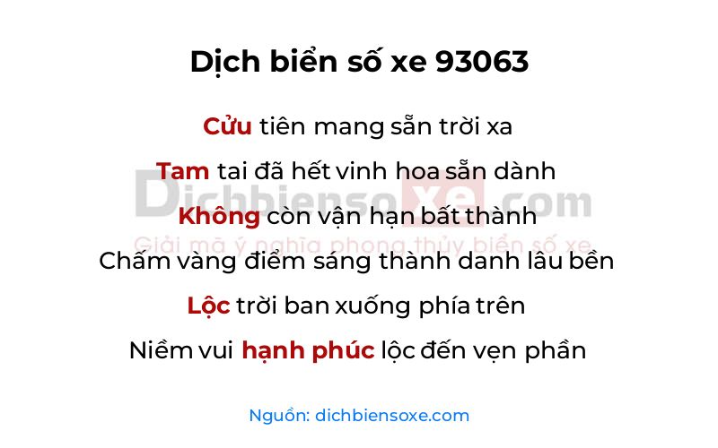 Dịch thơ biển số 93063