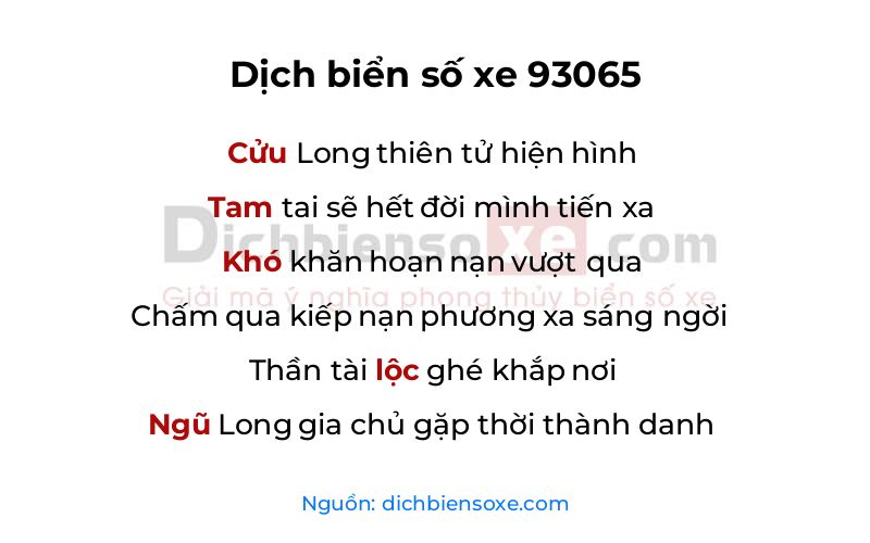 Dịch thơ biển số 93065