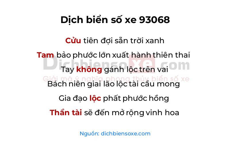 Dịch thơ biển số 93068
