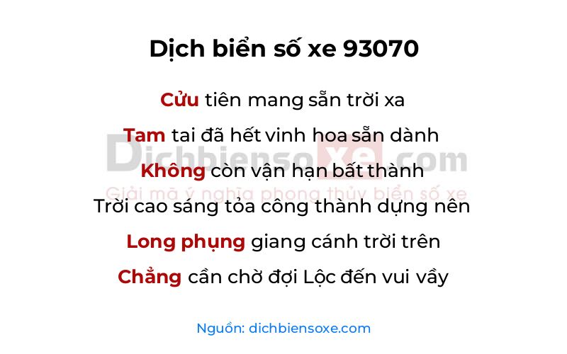 Dịch thơ biển số 93070