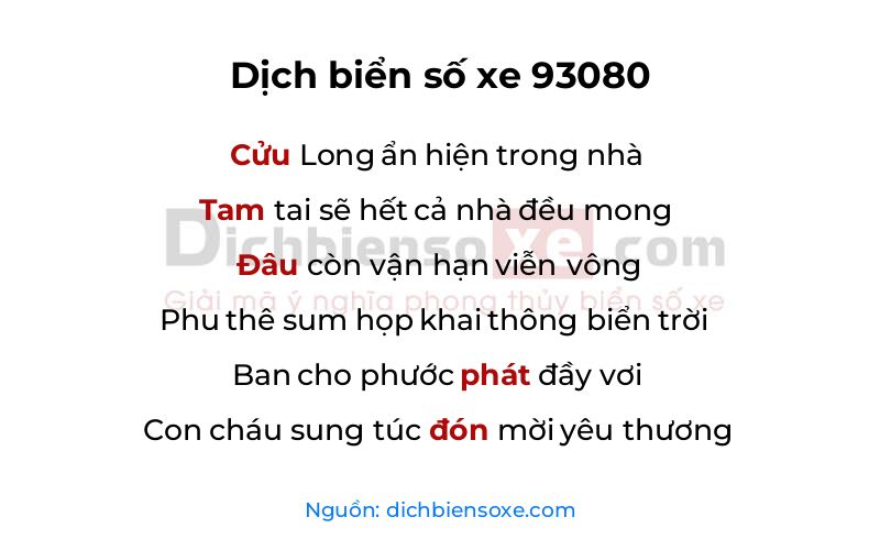 Dịch thơ biển số 93080