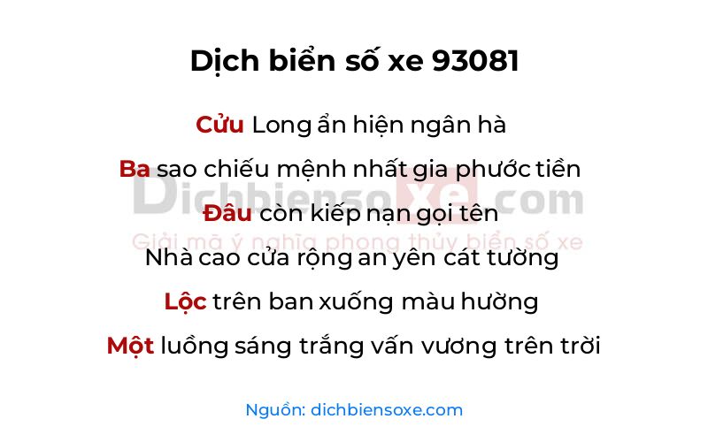Dịch thơ biển số 93081