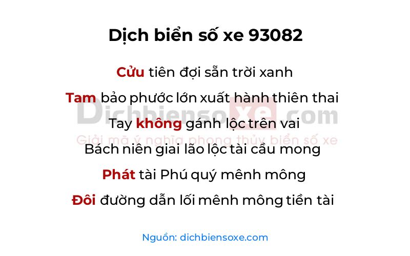 Dịch thơ biển số 93082