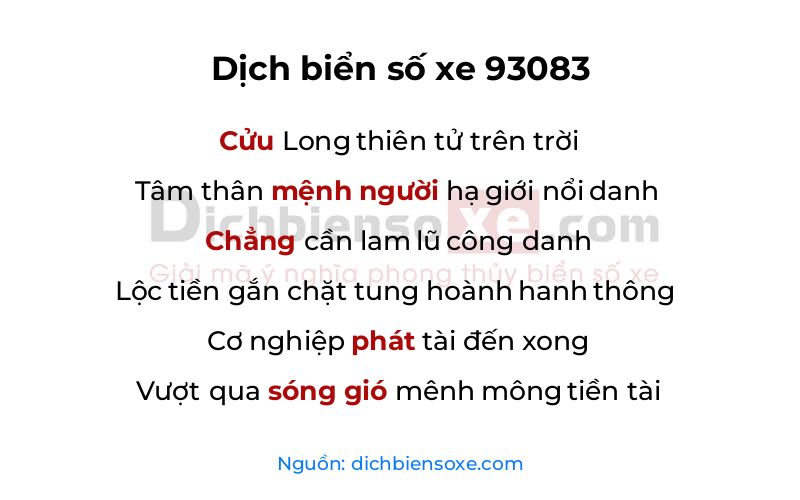 Dịch thơ biển số 93083