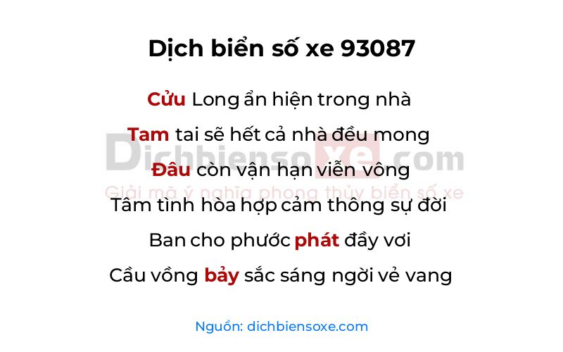 Dịch thơ biển số 93087