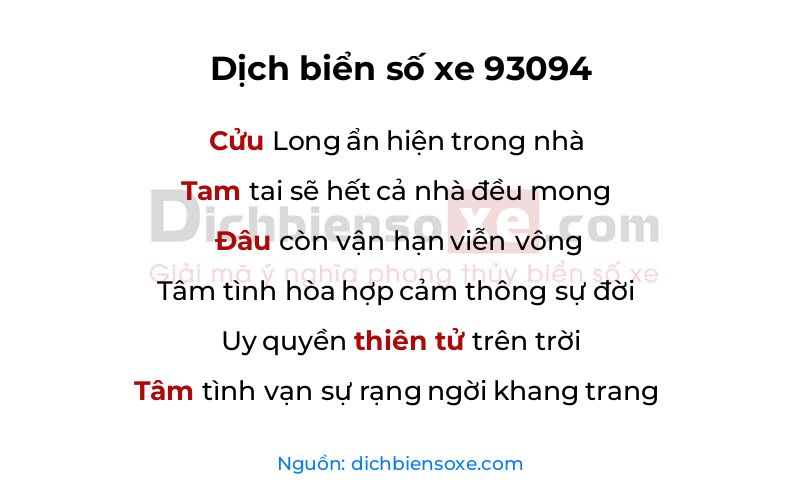 Dịch thơ biển số 93094
