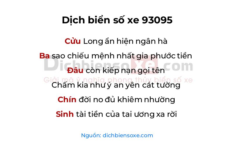 Dịch thơ biển số 93095