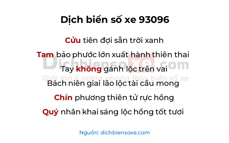 Dịch thơ biển số 93096