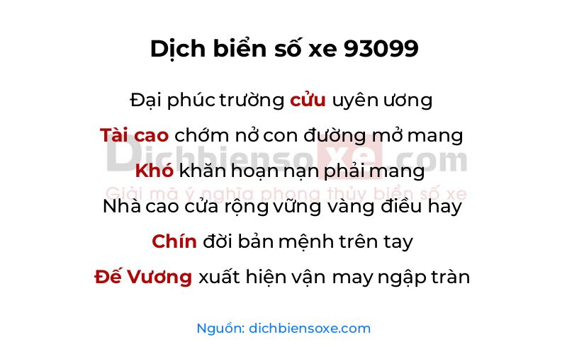 Dịch thơ biển số 93099