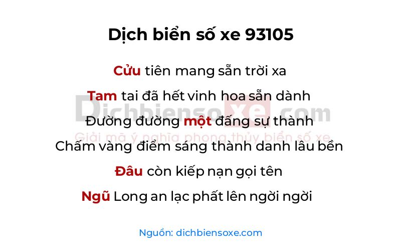 Dịch thơ biển số 93105