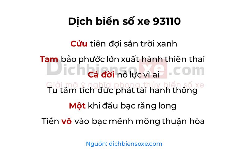 Dịch thơ biển số 93110