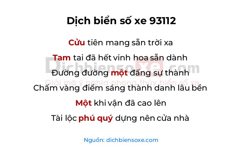 Dịch thơ biển số 93112