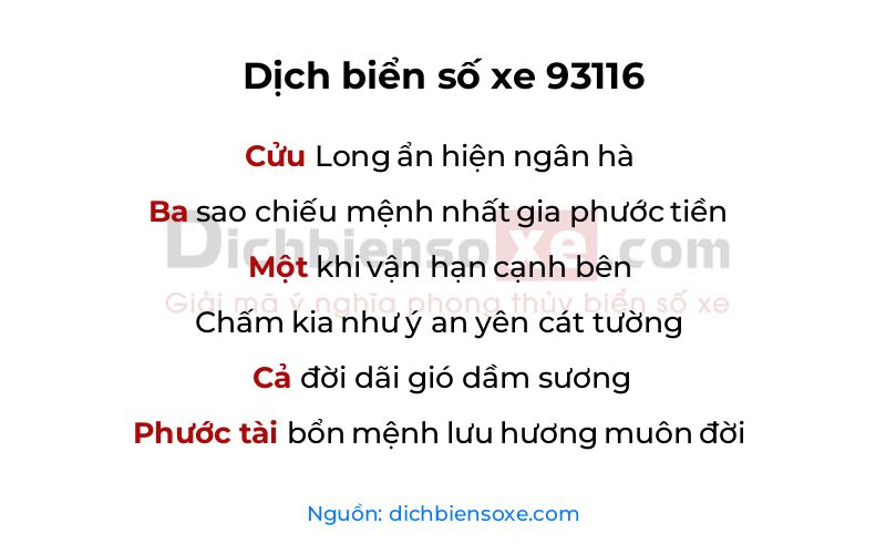 Dịch thơ biển số 93116