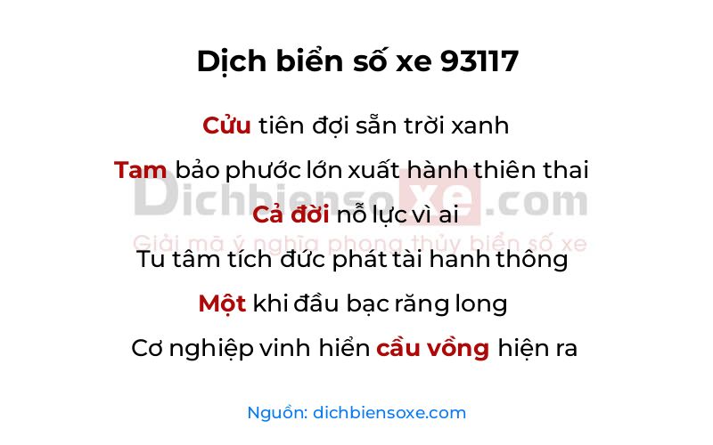 Dịch thơ biển số 93117